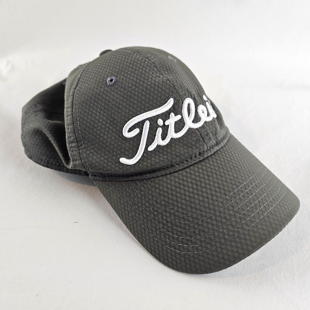 Titleist Hat Mens Grey Fitted Golf Cap Adjustable Sun Faded Performance Athletic